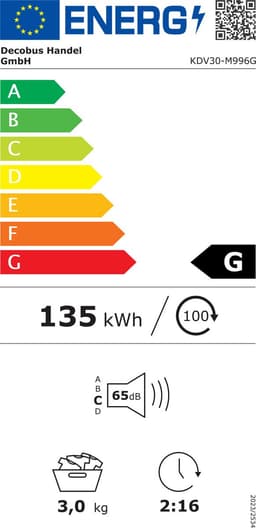 Wasdroger 3kg – 65dB – 8 programma's – NTC sensor – voor kleine huishoudens – 53,5x42x65 cm – 1 stuks – wit — thumbnail 2
