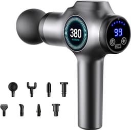 SNJY® Massage Gun - Massage Apparaat - Massage Pistool Professioneel - 99 Snelheden - 9 Massagekoppen - Grijs — thumbnail 1
