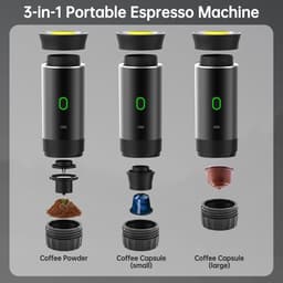Koffiemachines - Koffiezetapparaat - Draagbaar Koffiezetapparaat - Koffiemolen - Compact koffiezetapparaat - Miniatuur draagbaar espressoapparaat - Elektrisch reiskoffiezetapparaat met verwarming - Van 60 ml - Voor wandelen - Grijs — thumbnail 4