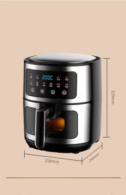 Hetelucht friteuse 6L Oven met 10 programma‘s 1400W gezond koken met 90% minder vet Digitale touchscreen kijkvenster antiaanbak mandje Zwart — thumbnail 2