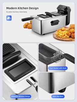 Friteuse - Airfryer - Lekkere Snacks - Cool Zone - 3 Liter - Zilver — thumbnail 5