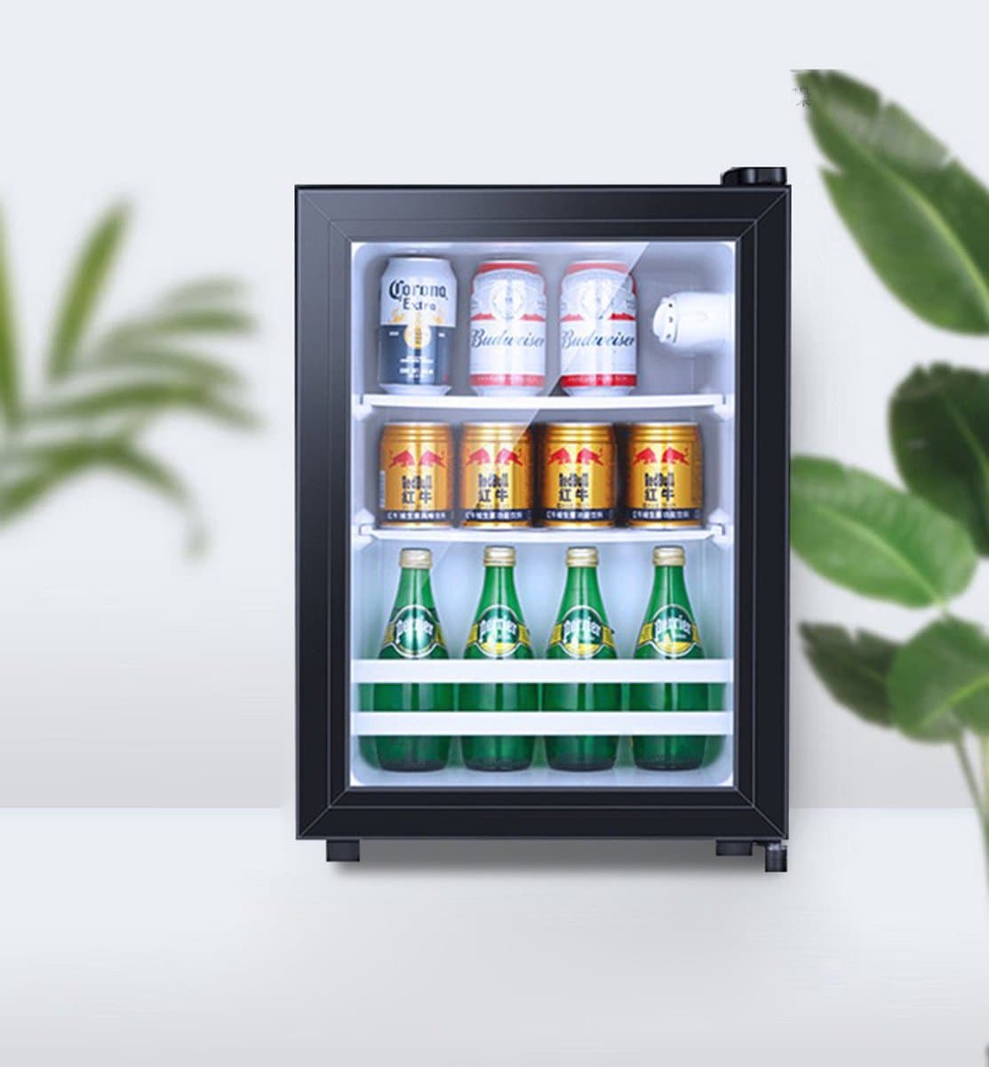Drankenkoelkast voor maximaal 50 blikken vrijstaand zwart mini model met sterke koeling houdt bier cocktail frisdrank en sap langdurig op de juiste temperatuur voor dagelijks gebruik thuis en op kantoo — afbeelding 1