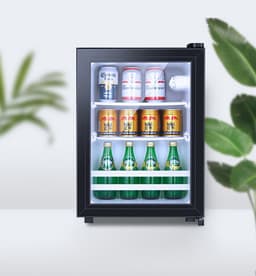 Drankenkoelkast voor maximaal 50 blikken vrijstaand zwart mini model met sterke koeling houdt bier cocktail frisdrank en sap langdurig op de juiste temperatuur voor dagelijks gebruik thuis en op kantoo — thumbnail 1