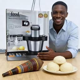 Keukenmachine - Kookstamper - Afrikaanse gerechten maken - 1000W Krachtige Motor - 6L Capaciteit - Zilver — thumbnail 3