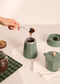 Elektrisch Koffiezetapparaat - Percolator Moka - Verse Koffie Maken - Warmteopslag Aluminium - 300 ml 6 Kopjes - Saliegroen — thumbnail 3