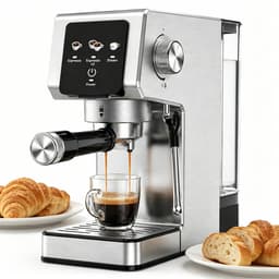 Espressomachine - Koffiemachine voor thuis -20 Bar - Koffiemachine met Stoompijpje, Kopjeswarmhoudplaat & RVS Behuizing - Voor Thuis Gebruik — thumbnail 1