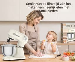 Teendow Keukenmachine – Staande Mixer - 12 Snelheden - 5L RVS Kom - Kantelbare Kop - Vaatwasserbestendig voor Thuisbakken — thumbnail 4