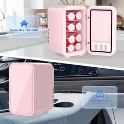 Mini Koelkast 6 L - Draagbare Koelbox voor 8 Blikjes met AC en DC Aansluiting - Compacte Koelkast voor Slaapkamer, Kantoor, Auto, Dranken en Skincare — thumbnail 3
