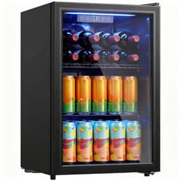 70L Drankenkoelkast - Vrijstaande Mini Koelkast - Zwart Dubbele Glazen Deur - UV-bescherming 2 Verstelbare Roosters LED - Display Verlichting 2-18°C- voor Kantoor Slaapkamer Bar — thumbnail 1