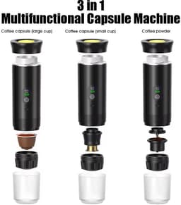 Lordani Draagbaar Koffieapparaat voor Onderweg | Inclusief Tas | 60ml | 12 Volt | Espresso | Nespresso | Dolce Gusto | Capsule Koffie | Gemalen Koffie | Cups | Oplaadbaar | Draagbare Koffiemachine | Grijs | Digitaal — thumbnail 3