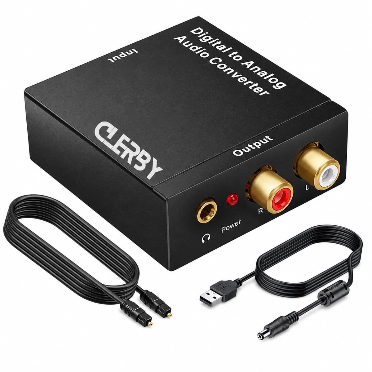 Clerby - Digitaal naar Analoog Converter - 192kHz Audio Adapter - DAC - Coaxiaal naar Analoog - Audioconverter - AUX 3.5mm - Inclusief Optische Kabel en Voedingsadapter — afbeelding 1