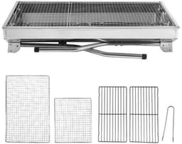 Vemera bbq - barbecue - Houtskoolgrill - opvouwbaar dus gemakkelijk te transporteren - roestvrijstaal - zilver — thumbnail 2