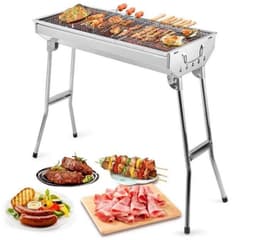 Velmio Barbecue - Opklapbaar - Houtskoolgrill - Camping barbecue - Roestvrijstaal - Opvouwbaar - Zilver/Metaal - — thumbnail 3