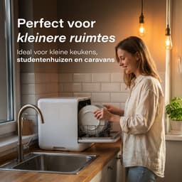 Skoov Mini Vaatwasser met waterreservoir - 3 couverts - 6 wasprogramma's - Extra stil - Kleine smalle vrijstaande afwasmachine - Camping - Wit — thumbnail 8