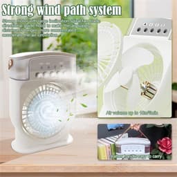 Draagbare airconditioner 4-in-1, mini-airconditioner ijswater, luchtkoeler met mist, airconditioningventilator, ventilatoren voor airconditioning, oplaadbare Type-C 3 snelheden, koelventilator met — thumbnail 4