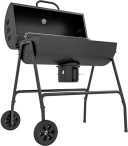 Premie Houtskool Barbecue - Smoker Barbecue - Houtskoolgrill - met Deksel, Thermometer, Wielen & Onderstel - BBQ voor Kamperen, Buiten, Tuin - 95 x 71,5 x 102 cm - Zwart — thumbnail 3