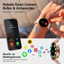 Smartwatch Dames - Bluetooth Bellen - 1.43'' AMOLED Ultra Clear Display - Ultradun Design - Hartslag, Slaap & SpO2 Monitor - Geschikt voor iPhone, Samsung & Android - 100+ Sportmodi - IP65 Spatwaterdicht – 2 Bandjes — thumbnail 10