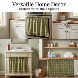 Ovenrokje in rustieke stijl — Met striklussen, hittebestendig en eenvoudig te bevestigen. Keukendecoratie in landhuisstijl; veelzijdige bekleding voor ovens, vaatwassers en wasmachines. Rustiek keukenaccessoire. — thumbnail 4