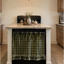 Ovenrokje in rustieke stijl — Met striklussen, hittebestendig en eenvoudig te bevestigen. Keukendecoratie in landhuisstijl; veelzijdige bekleding voor ovens, vaatwassers en wasmachines. Rustiek keukenaccessoire. — thumbnail 3