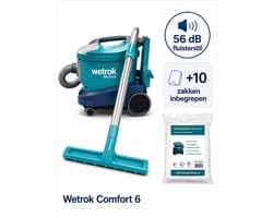 Wetrok Comfort 6 COMPLEET PAKKET, Krachtige Zuigkracht, Professionele Stofzuiger – 900W – Zeer Stil (56 dB) – 12 m Kabel – Industriële Stofzuiger – Incl. 10 gratis stofzuigerzakken
