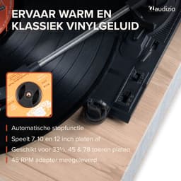 Platenspeler - Audizio Irvine - LP speler - Platenspeler Bluetooth - Voor alle plaatformaten - Licht hout — thumbnail 5