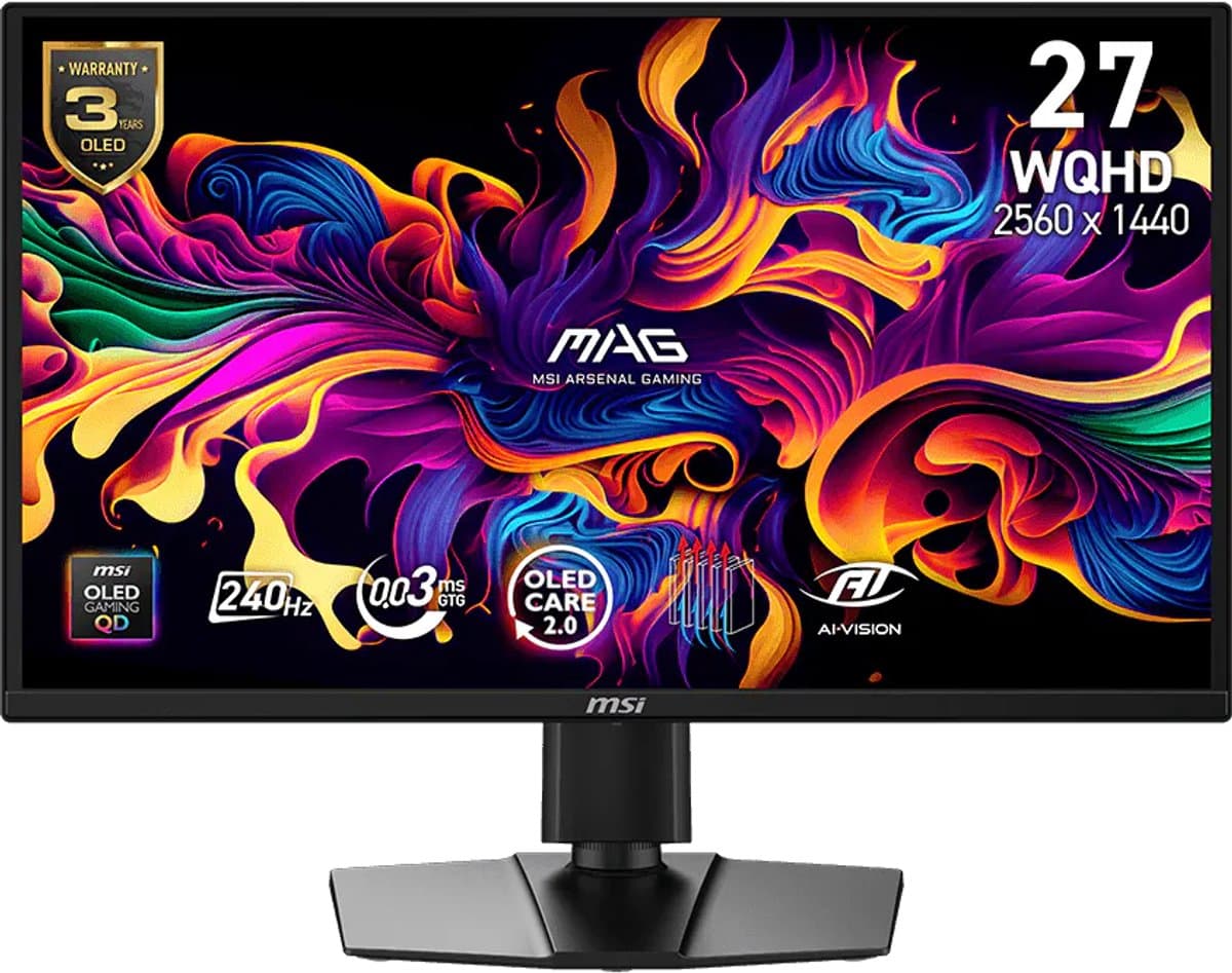 MSI MAG 272QP QD-OLED X24 - QHD OLED Gaming Monitor - 240hz - HDMI 2.1 - USB-hub - USB-C 15w - 27 inch — afbeelding 1