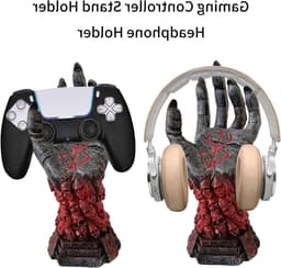 Stijlvolle Stand voor Hoofdtelefoon en Controller in Rood/Zwart Gradient Hars - Perfect voor PS5 en Xbox, Gamer Decoratie — thumbnail 2