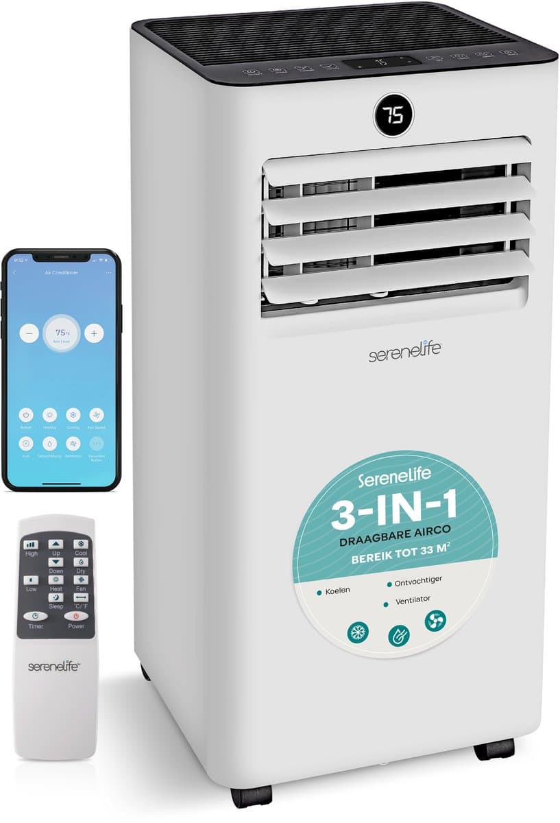 SereneLife Mobiele Airco- 7000 BTU - Airconditioning met WiFi - Air Conditioner met Afvoerslang voor Slaapkamer en Woonkamer — afbeelding 1