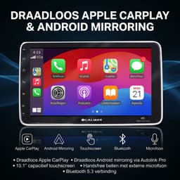 Caliber Autoradio met Bluetooth - Autoradio Carplay - 1 DIN - Met Achteruitrijcamera - DAB+ - Groot 10.1" Touchscreen Scherm (RMD910DAB-CMR) — thumbnail 4