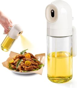 Oil Sprayer - Olieverstuiver Spray Fles - 250 ml - Voor Olijfolie & Azijn - wit - Fine Mist - Keuken Oliespuit - Airfryer Accessoires - Olievernevelaar - Doseerfles - Navulbaar - Glas - BBQ & Salade - Gezond Koken — thumbnail 1