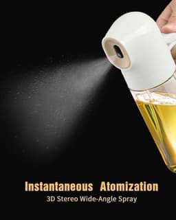 Oil Sprayer - Olieverstuiver Spray Fles - 250 ml - Voor Olijfolie & Azijn - wit - Fine Mist - Keuken Oliespuit - Airfryer Accessoires - Olievernevelaar - Doseerfles - Navulbaar - Glas - BBQ & Salade - Gezond Koken — thumbnail 4