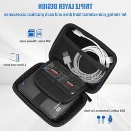 Draagbare 2.5 Inch Externe Harde Schijf Beschermhoes voor SSD en HDD - Schokbestendig, Met Kaartsleuven en Accessoires, Navy Blauw — thumbnail 2