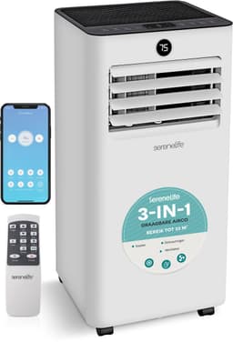 SereneLife Mobiele Airco - 9000 BTU - Portable Air Conditioner met WiFi - 3-in-1 Airconditioner met Afstandsbediening - Inclusief Raamafdichting — thumbnail 1