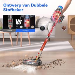 Steelstofzuiger Draadloos - Krachtige Zuiger - Huis Schoonmaken - Zelfstandig Staand - 600 Watt - Rood — thumbnail 4