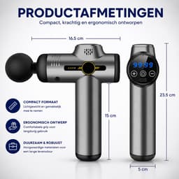Massage Gun - Tegen spierpijn- en stijfheid - Massagepistool - 8 Opzetstukken - LCD Scherm — thumbnail 3