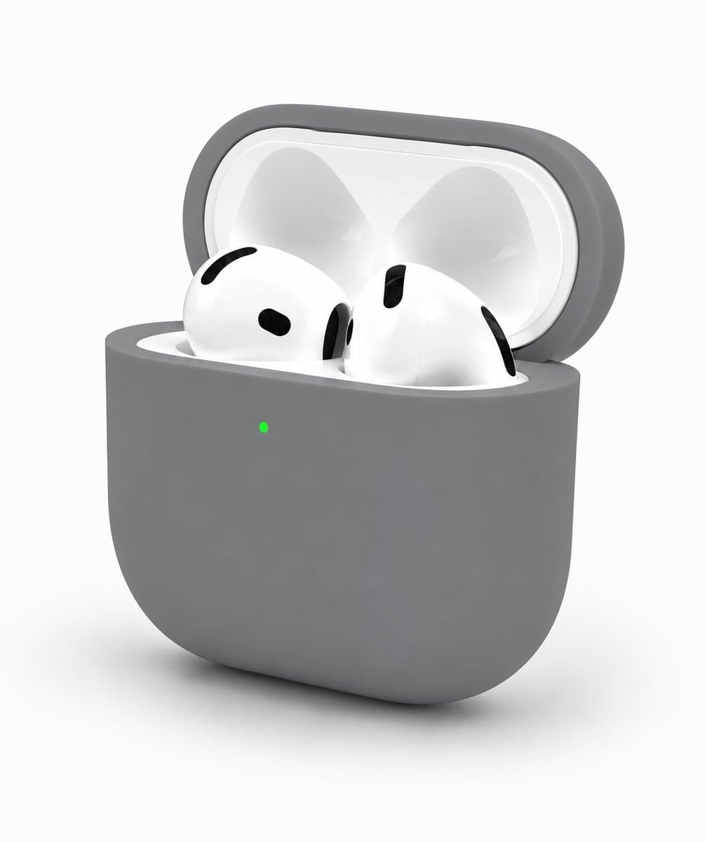 Enluxe Case geschikt voor Airpods 4 – Donker Grijs - Premium Siliconen Hoesje, Valbescherming & Spatwaterdicht, Draadloos Opladen Compatibel — afbeelding 1
