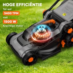 Jensaro Elektrische Grasmaaier - 1500W - Met Mulchfunctie - 36 CM Maaibreedte - 40L Grasopvangbak - 6 Maaihoogtes - Zwart/Grijs — thumbnail 4