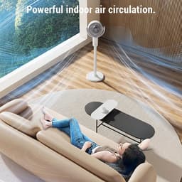 Staande Ventilator - Luchtcirculator - Comfort Verhogend - Met Afstandsbediening - Verstelbare Hoogte - Wit — thumbnail 4