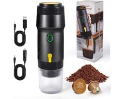 Draagbare Mini Espressomaker voor Auto - Geschikt voor Koffiecapsules en Koffiepoeder - Snelle Verhitting en Ideaal voor Buitengebruik