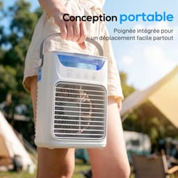 Draagbare Luchtkoeler 4-in-1 - Mini Airco met Waterkoeling - 3 Snelheden - 2 Verneveling Standen - 7 Kleuren LED Verlichting - USB Type-C - Wit — thumbnail 3