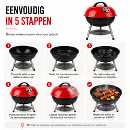 BBQ - compact - ø 35 x 45 cm - bol - Rood — thumbnail 4