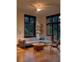 CREATE - Plafondventilator stil 40W (Ø132cm) - Met licht LED - Afstandsbediening - 6 snelheden - Programmeerbaar - WIND CALM CUSTOM RATTAN — afbeelding 1