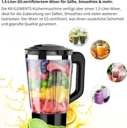 Keukenmachine - Keukenapparaat Mixer - Eten Bereiden - 3-in-1 Functionaliteit - 75 Liter Kom - Grijs — thumbnail 3