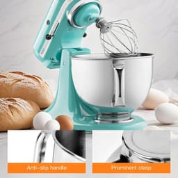 RVS Mengkom - Keukenmachine Kom - Beslag Maken - Met Handvat - 4.5L - Zilver — thumbnail 5