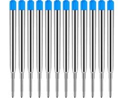 12 Stuks Vervangbare Balpen Navullingen, Metalen Pen Navulling met Medium Punt voor Soepel Schrijven (Blauw)