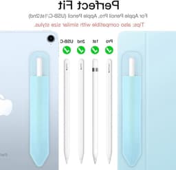 Klevende Pencilhouder voor iPad Pencil 1e en 2e Generatie, Elastische PU Leren Case voor iPad 9e, 8e, Air 4, Pro 11 en 12.9, Mini 6 in Luchtblauw, Ideaal voor Bescherming en Gebruiksgemak — thumbnail 5