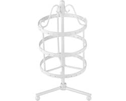 Draaibare Oorbellen Display met 3 Lagen, 72 Gaten Oorbellen Organizer en Sieradenhouder van Metaal (Wit)