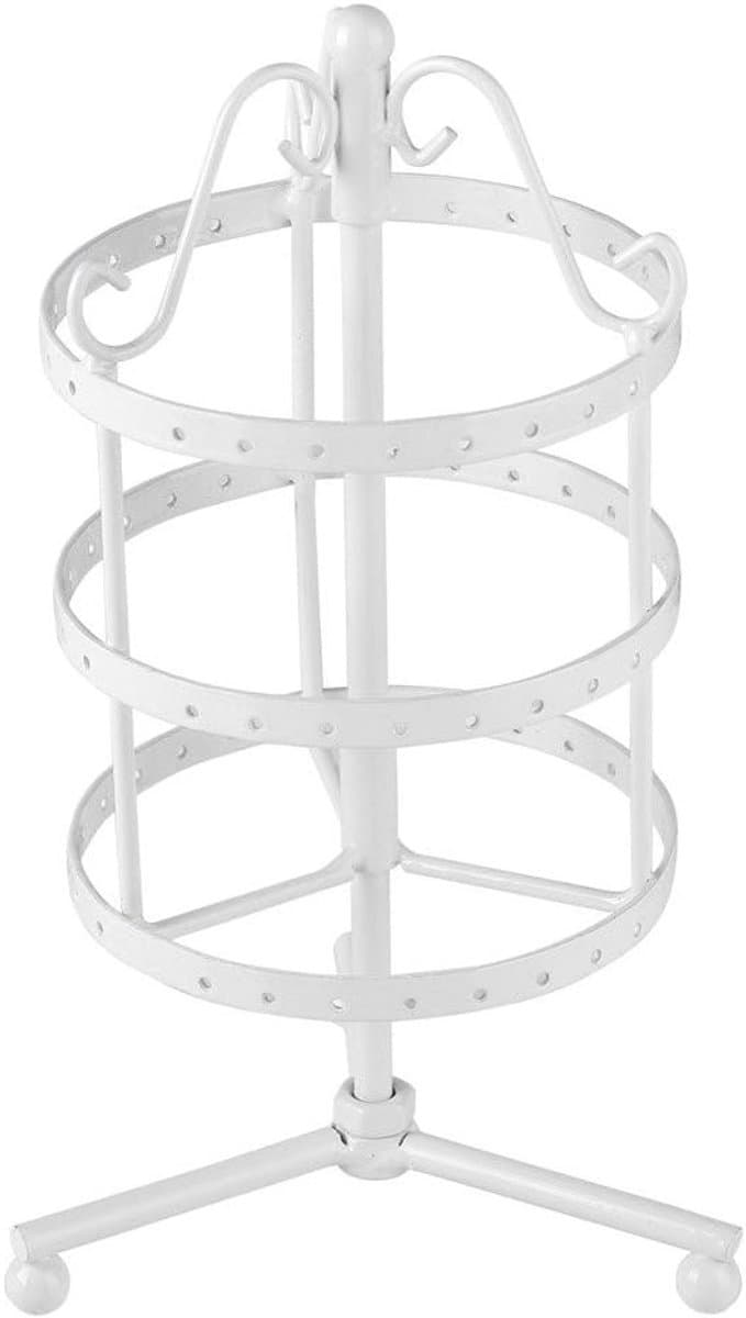 Draaibare Oorbellen Display met 3 Lagen, 72 Gaten Oorbellen Organizer en Sieradenhouder van Metaal (Wit) — afbeelding 1