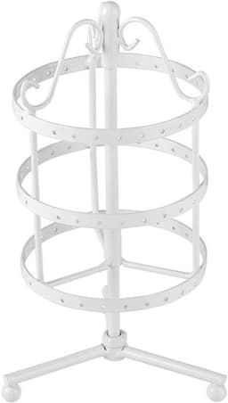 Draaibare Oorbellen Display met 3 Lagen, 72 Gaten Oorbellen Organizer en Sieradenhouder van Metaal (Wit) — thumbnail 1