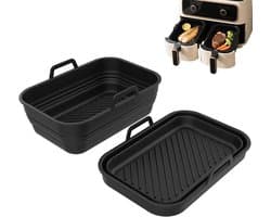 Airfryer Accessoires - Siliconen Vorm - Bakken in Airfryer - Opvouwbaar Ontwerp - 2 stuks - Zwart